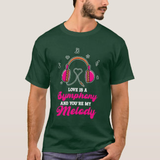 Valentinstag Headphone Couple Liebe Musikfreunde T-Shirt