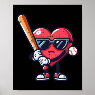 Valentinstag Heart Baseball Jungs Kleinkind Kinder Poster