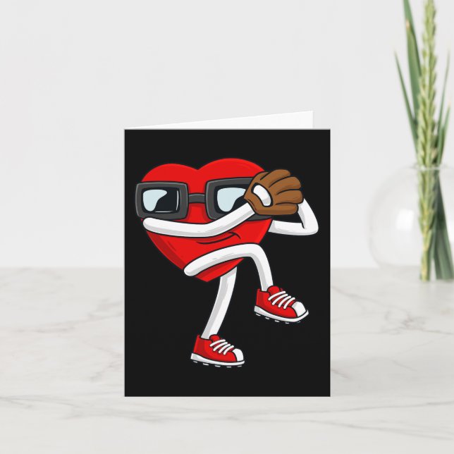 Valentinstag Heart Baseball Pitcher Fun Boys Gir Karte (Vorderseite)