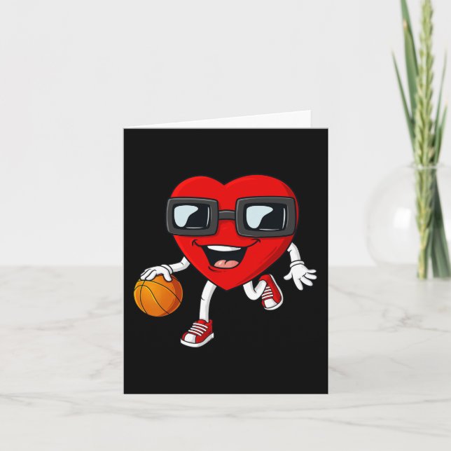 Valentinstag Heart Dribbling Basketball Boys Gir Karte (Vorderseite)
