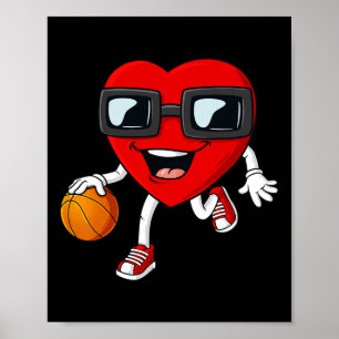 Valentinstag Heart Dribbling Basketball Boys Gir Poster