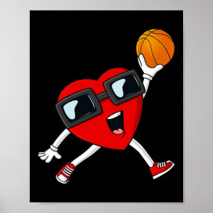Valentinstag Heart Dunking A Basketball Boys Gir Poster