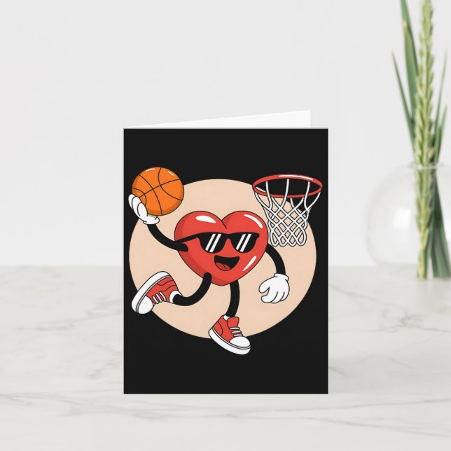 Valentinstag Heart Dunking Basketball 2 Karte (Vorderseite)