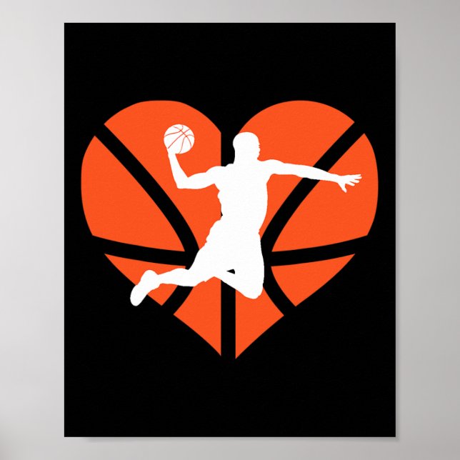 Valentinstag Heart Dunking Basketball Boys Girls Poster (Vorne)