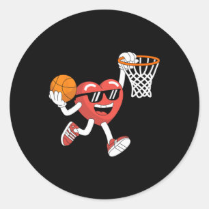 Valentinstag Heart Dunking Basketball Boys Girls Runder Aufkleber
