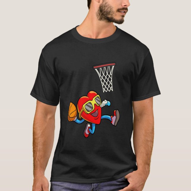 Valentinstag Heart Dunking Basketball Boys Girls T-Shirt (Vorderseite)
