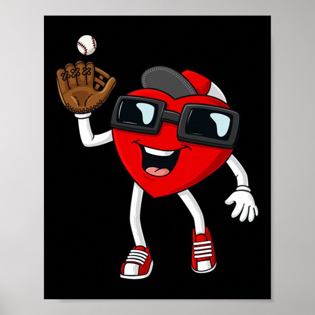 Valentinstag Heart fängt Baseball Fun Boys Poster (Vorne)