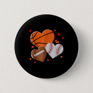 Valentinstag Heart Football Basketball Baseball Button