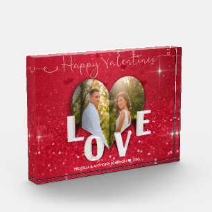 Valentinstag Heart Foto Red Glitzer Foto Block