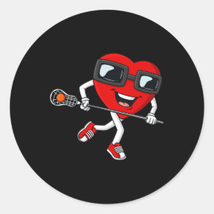 Valentinstag Heart Holding Lacrosse Stick Boys G Runder Aufkleber
