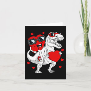 Valentinstag Heart Riding Dinosaur T Rex Fun Boy Karte