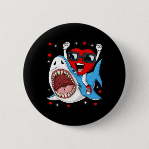 Valentinstag Heart Riding Shark Fun Kleinkind Boys Button
