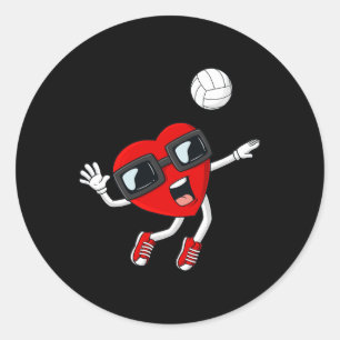 Valentinstag Heart Volleyball Fun Boys Girls Kind Runder Aufkleber