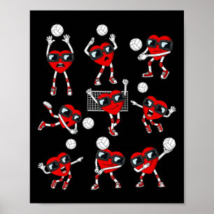 Valentinstag Heart Volleyball Player Fun Boys Gi Poster