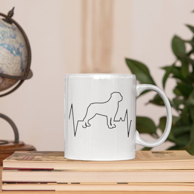Valentinstag Heartbeat Line Art Rottweilers Hund Kaffeetasse (Von Creator hochgeladen)