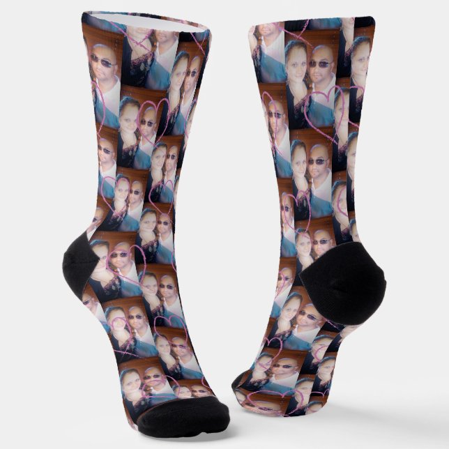Valentinstag Hearts Couple Foto Socken (Gewinkelt)