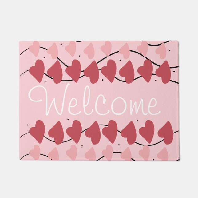 Valentinstag Hearts Doodle Scribbles Pink Fußmatte (Vorderseite)