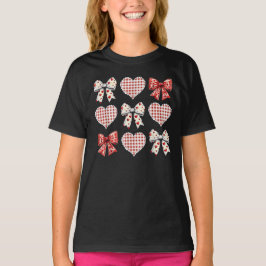 Valentinstag Hearts Leopard Coquette Bow T-Shirt