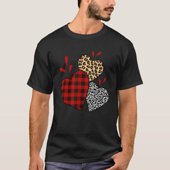 Valentinstag Hearts Niedlich Buffalo Leopard Karie T-Shirt (Vorderseite)