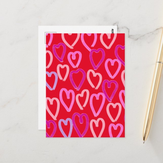 Valentinstag Hearts Postkarte (Vorderseite/Rückseite Beispiel)