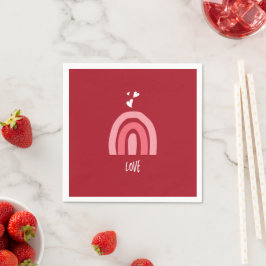 Valentinstag Heitere Rote Pink Regenbogen Herzen Serviette