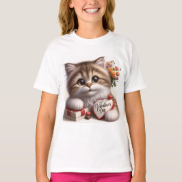 Valentinstag-Hemd mit Katze T-Shirt