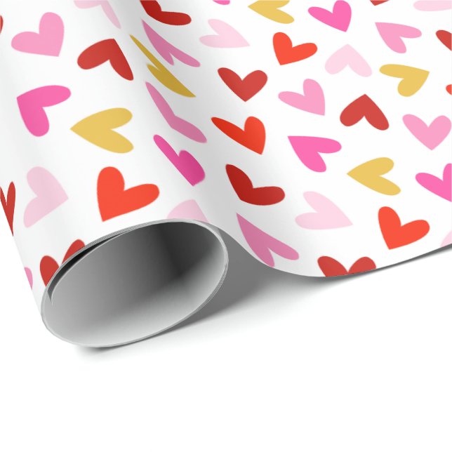 Valentinstag Herz auf Weiß Geschenkpapier (Rolleneckpunkt)