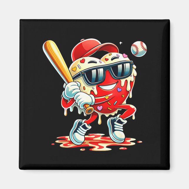 Valentinstag Herz Baseball Drip Eiscreme Jungen  Magnet (Vorne)