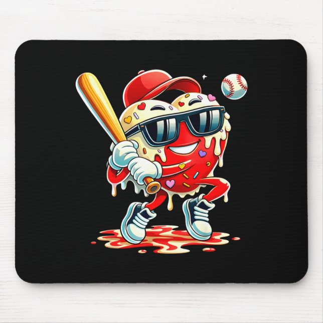 Valentinstag Herz Baseball Drip Eiscreme Jungen  Mousepad (Vorne)