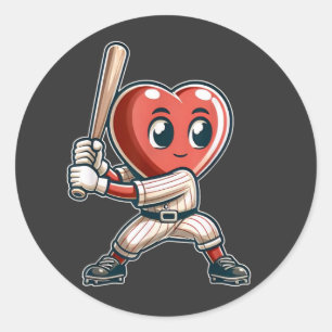 Valentinstag Herz Baseball-Team-Spieler-Schlagmann Runder Aufkleber