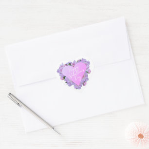 Valentinstag Herz Blume Lila Rosa Elegant Herz-Aufkleber