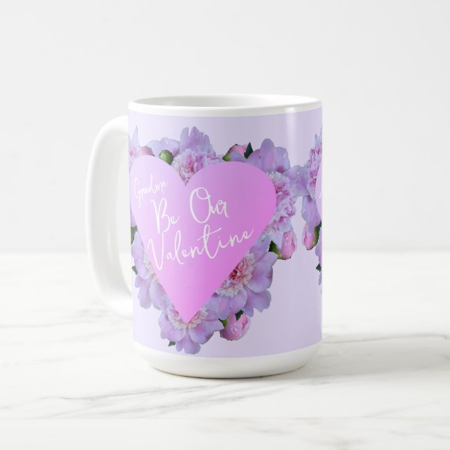 Valentinstag Herz Blume Lila Rosa Elegant Kaffeetasse (Vorderseite Links)