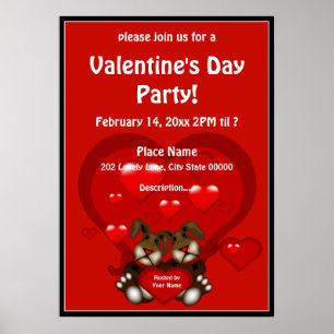 Valentinstag Herz Bunnies Party Poster