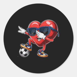Valentinstag Herz Dabbing Herz Spieler Fußball Runder Aufkleber