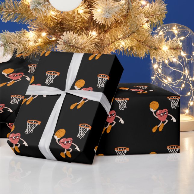 Valentinstag Herz Dunking Niedlicher Basketball Geschenkpapier (Feiertage)