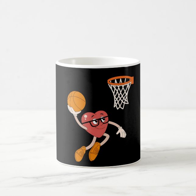 Valentinstag Herz Dunking Niedlicher Basketball Kaffeetasse (Mittel)