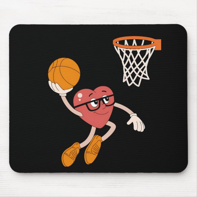 Valentinstag Herz Dunking Niedlicher Basketball Mousepad (Vorne)