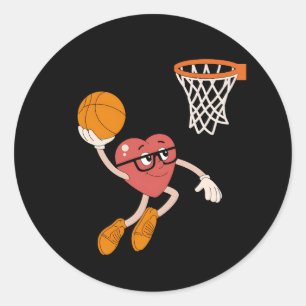 Valentinstag Herz-Dunking Süß Basketball Runder Aufkleber