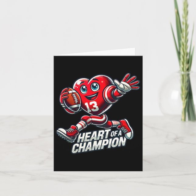 Valentinstag Herz eines Champion Football Designs Karte (Vorderseite)