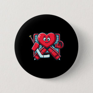 Valentinstag Herz Eishockey Torwart Spieler Button