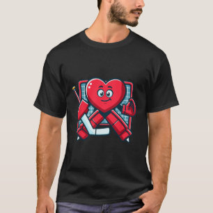 Valentinstag Herz Eishockey Torwart Spieler T-Shirt