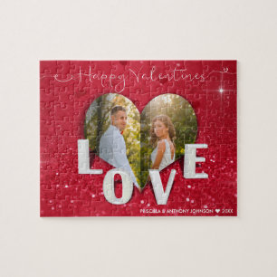 Valentinstag Herz Foto Roter Glitzer - Puzzle