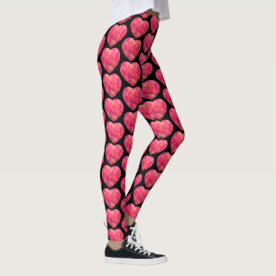 Valentinstag Herz Frauen Komfort Schwarz Leggings