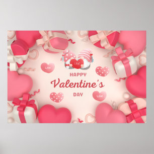 Valentinstag Herz, Geschenke und Gnome Poster