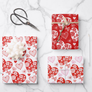 Valentinstag Herz Geschenkpapier Set