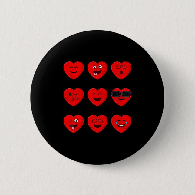 Valentinstag Herz Gesichter Emoticons Lustig Fraue Button (Vorderseite)