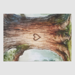 Valentinstag Herz in Baum geschnitzt Decoupage Seidenpapier