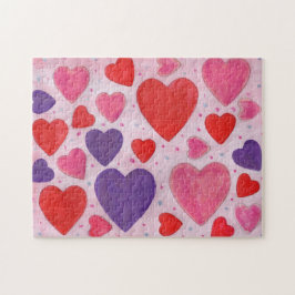 Valentinstag Herz in Rosa Lila und rot Puzzle