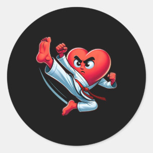 Valentinstag Herz Karate Kick Mixed Martial Arts T Runder Aufkleber