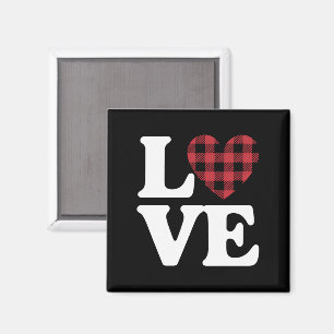 Valentinstag Herz Kariert Liebe Magnet